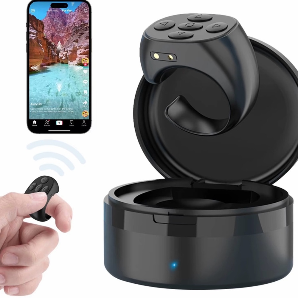 Wireless Ring Remote Control with Charging Case